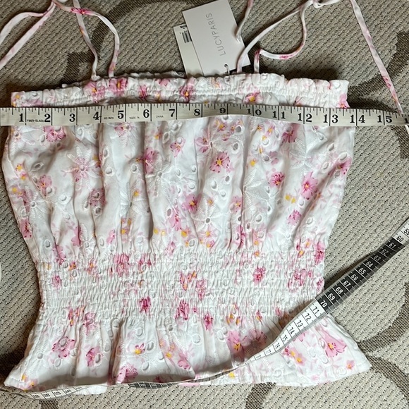 Lucy Paris eyelet pink floral print blouse - Picture 6 of 12